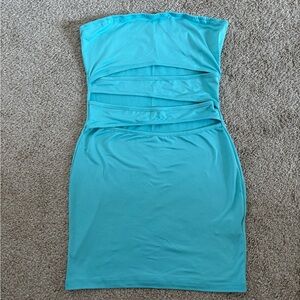 Blue Cut-Out Mini Dress